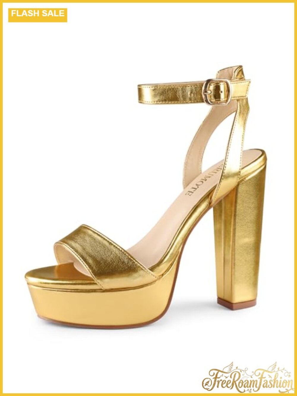 MERUMOTE Women's Chunky Platform Sandals High Heel Open Toe Ankle Strap Faux